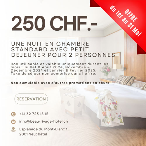 Voucher for one night in a standard room with breakfast for 2 people